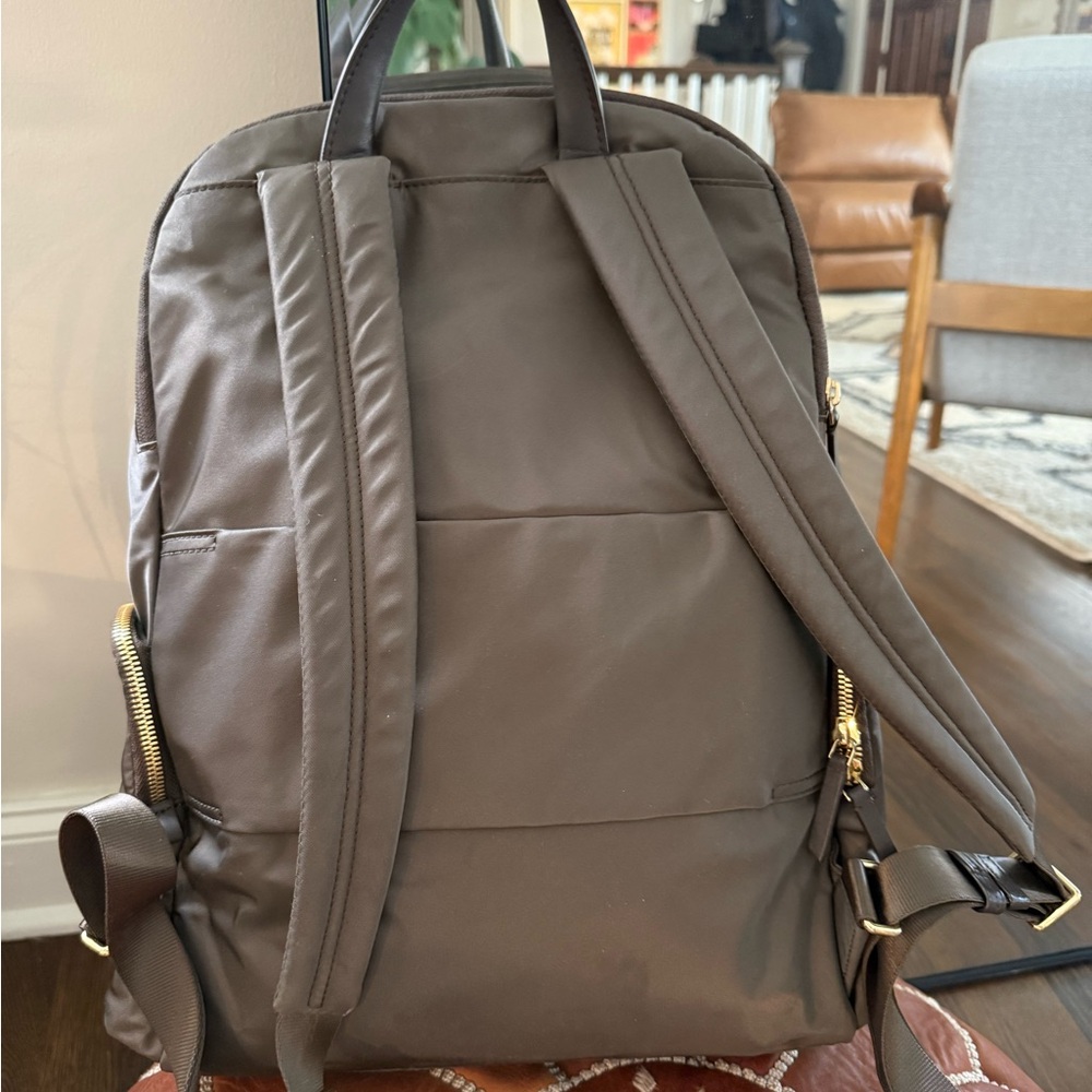 Tumi Dark Brown Backpack with Gold Accents - Picture 5 of 15